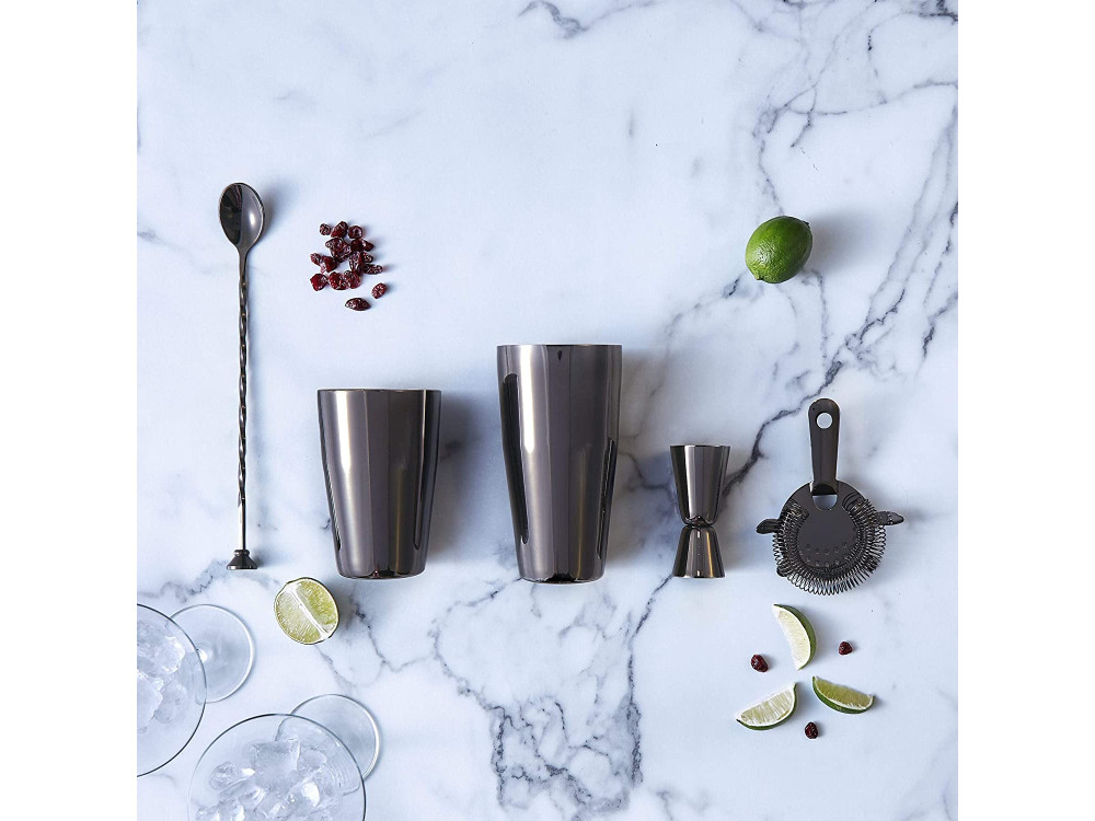 VonShef Cocktail Set 7pcs, Stainless Steel with 800ml Shaker, Graphite Boston