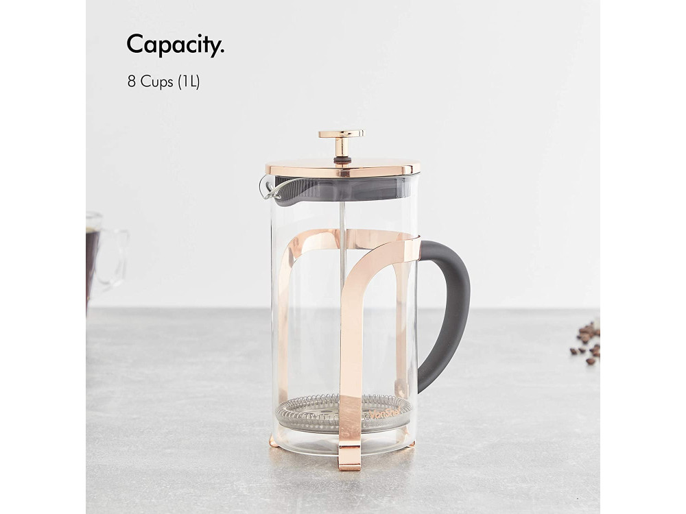 VonShef French Press Cafetiere Copper, Καφετιέρα Γαλλικού Χειρός 1000ml