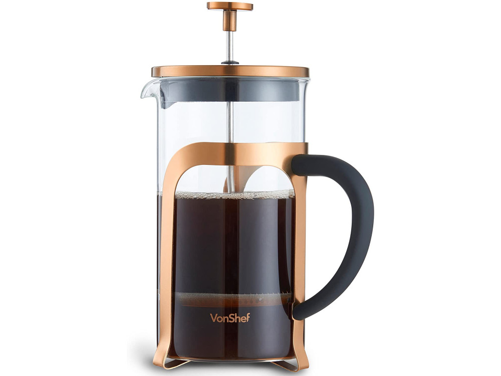 VonShef French Press Cafetiere Copper, Καφετιέρα Γαλλικού Χειρός 1000ml