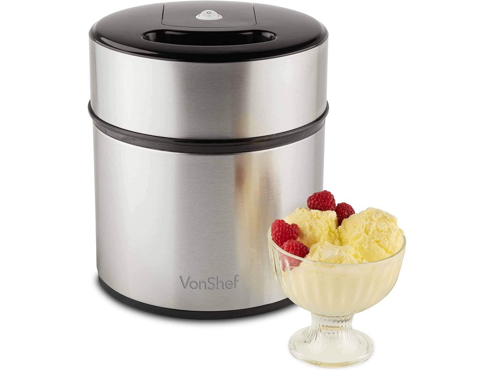 VonShef Ice Cream Maker Machine 2lt., Παγωτομηχανή για Υγιεινό Gelato, Frozen Yoghurt, Sorbet κ.α.