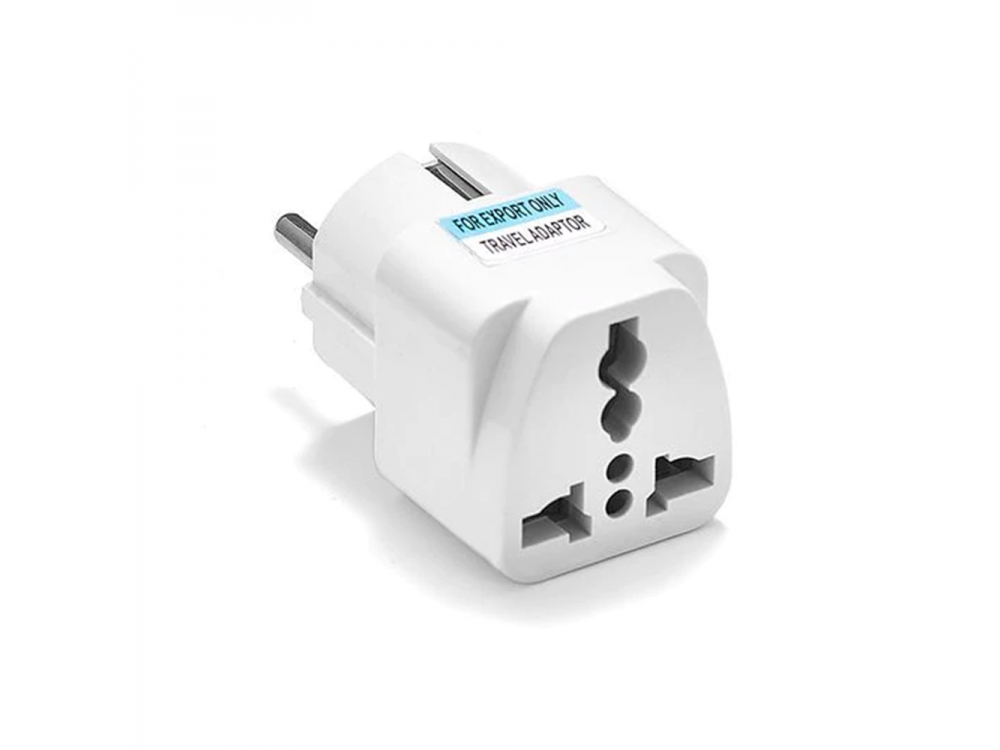 WD-9 Travel Adapter from Universal to Schuko for any Country's Device to Greek Plug, White
