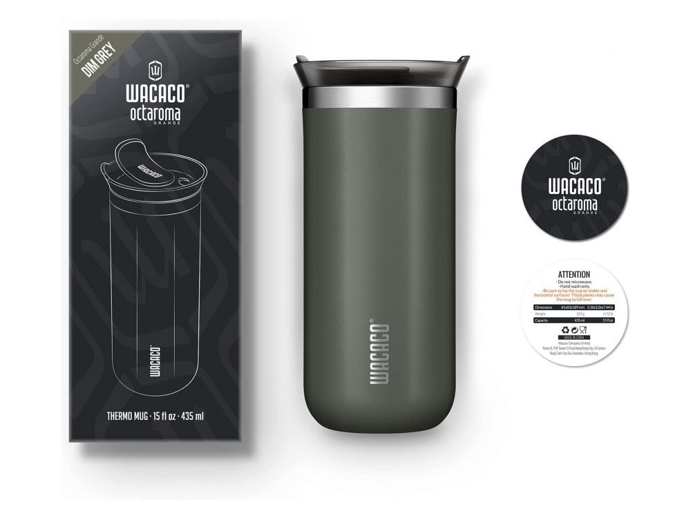 Wacaco Octaroma Lungo Travel Mug, Ποτήρι Θερμός 300ml, Dim Grey