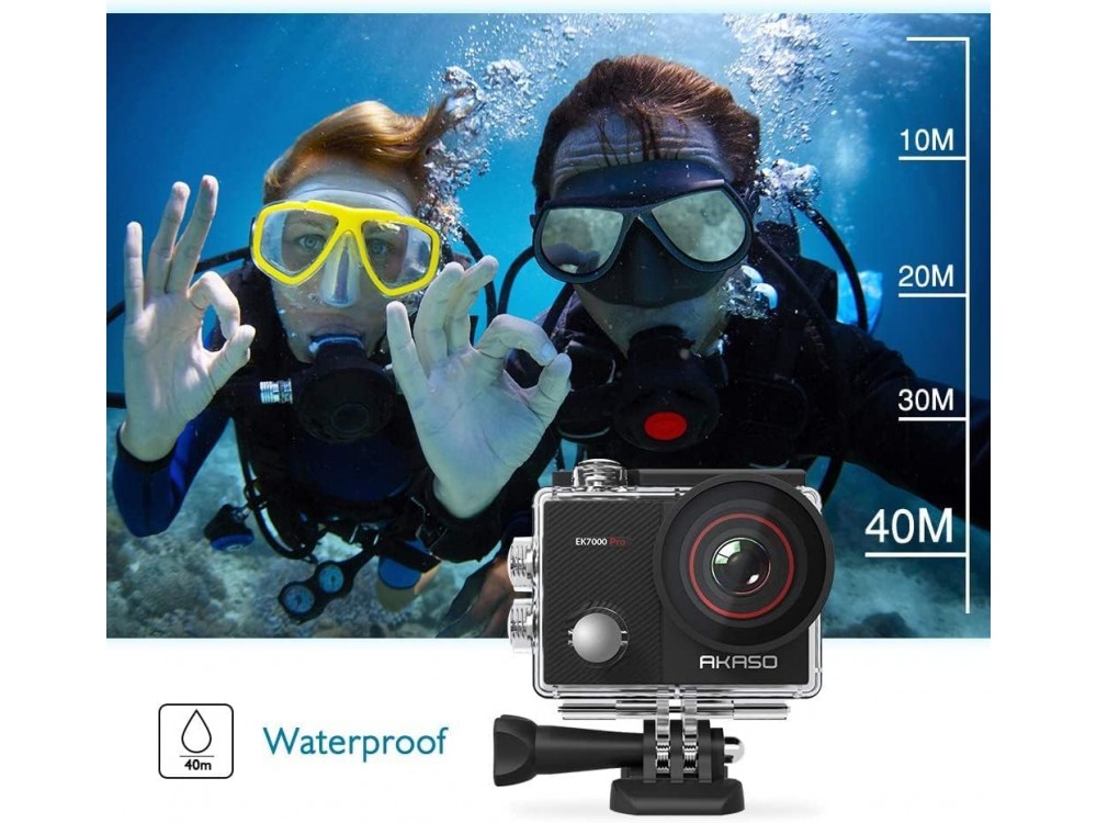 Akaso EK7000 Pro 4K Action Camera with Touch Screen, 20MP, WiFi, Waterproof 40M & Image Stabilization