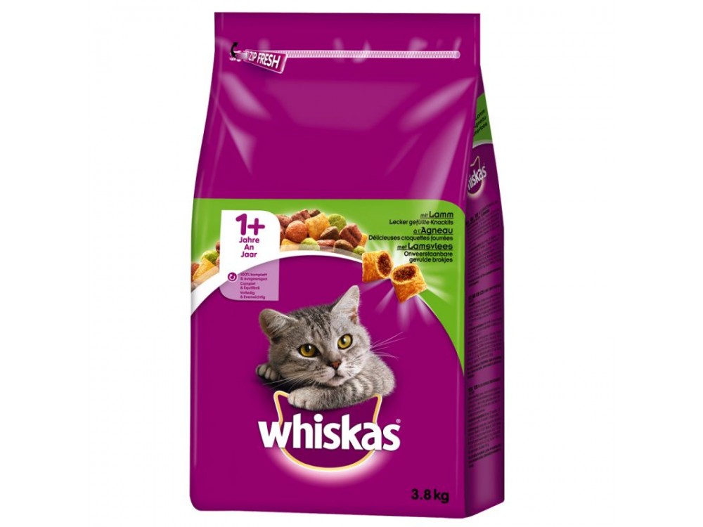 Whiskas 1+ Lamb Ξηρά Τροφή για Ενήλικες Γάτες με Αρνί 3.8kg