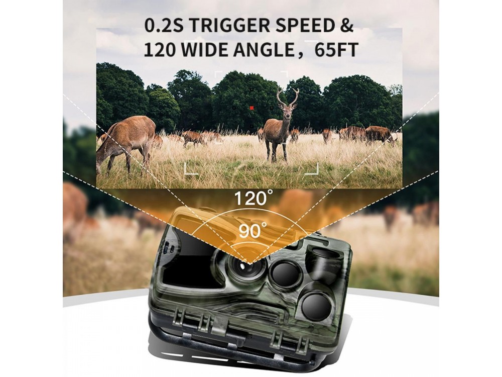 K&F Concept Waterproof 4K Night Shooting Hunting Camera, IP65, 30MP, WiFi, APP & Motion Detection (20m)