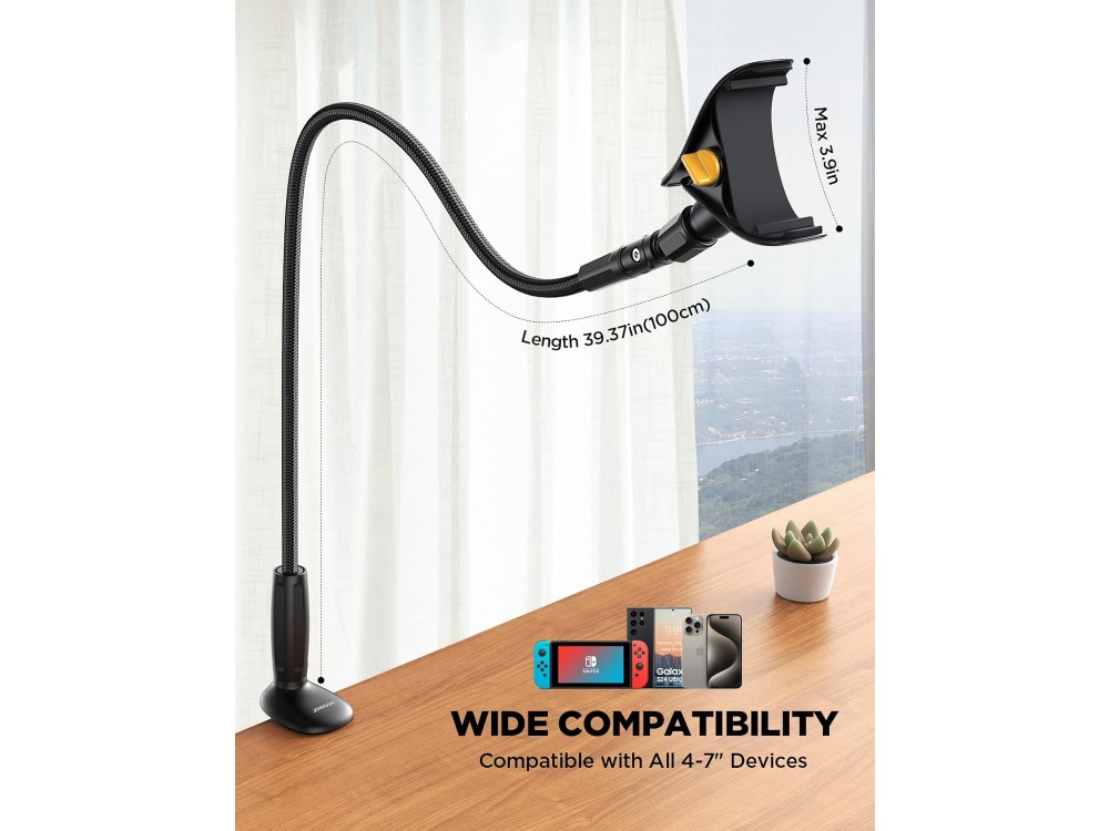 Joyroom JR-ZS389 Gooseneck Εύκαμπη Βάση/Arm τοποθέτησης Κινητού 4"-7" Ίντσες, 100εκ. Ύψος, Black