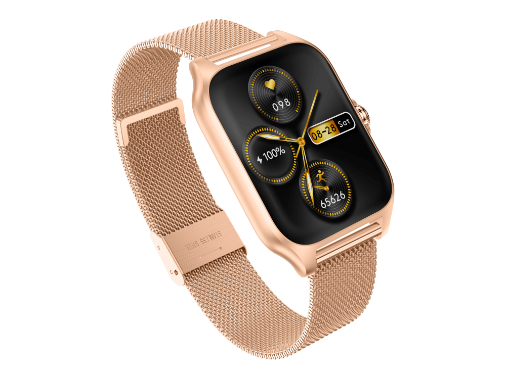 Garett GRC Activity 2 Smartwatch with AMOLED Display, Voice Assistant, Smart App, Oscilloscope & Battery up to 7 Days, Gold Matt