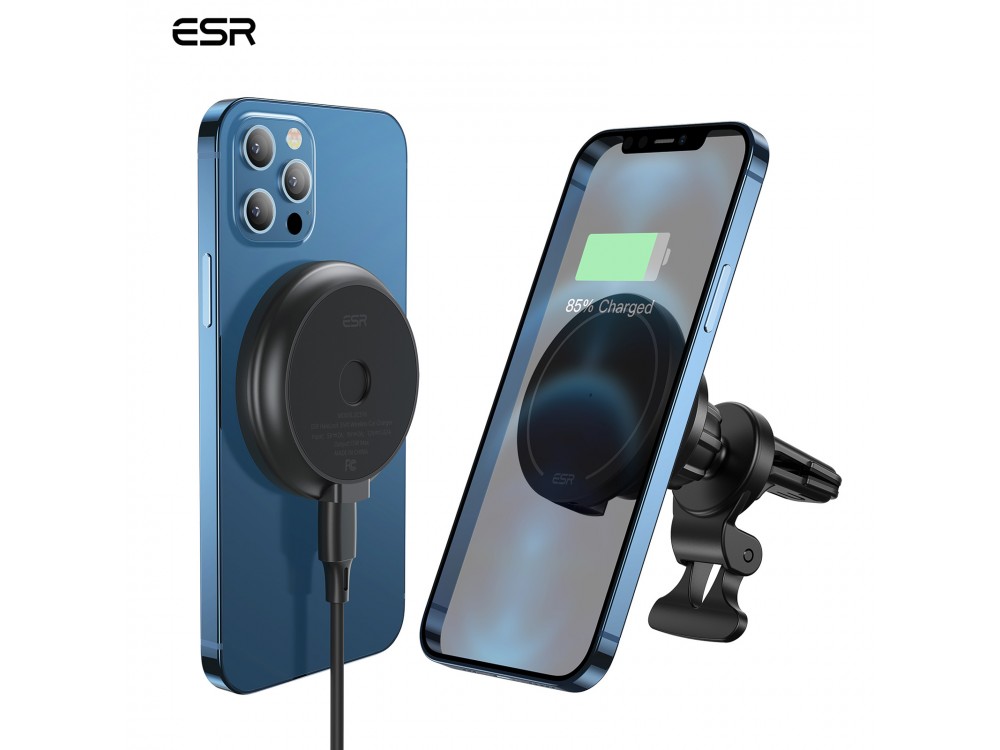 ESR HaloLock Magnetic Car Phone Mount, Βάση Αυτοκινήτου αεραγωγού με Ασύρματη Φόρτιση συμβατή MagSafe για iPhone 15 / 14 Series