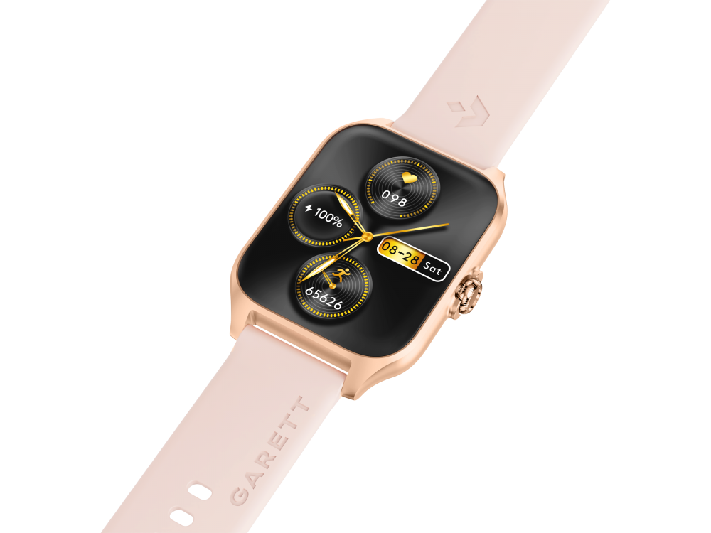 Garett GRC Activity 2 Smartwatch with AMOLED Display, Voice Assistant, Smart App, Oscilloscope & Battery up to 7 Days, Gold Matt