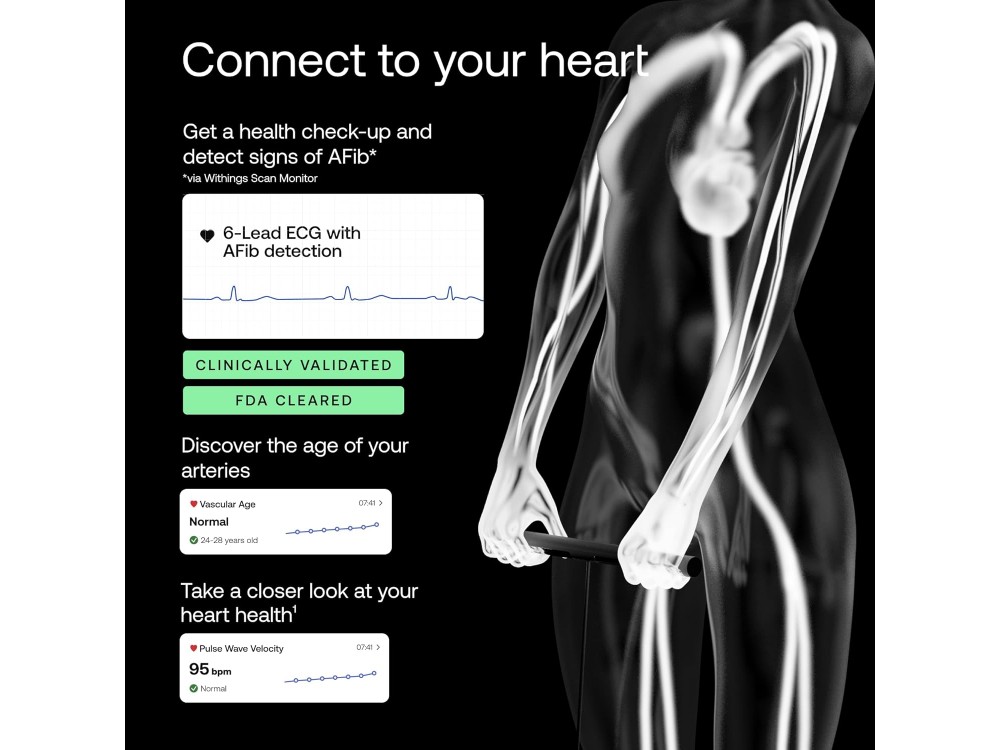 Withings Body Scan, Έξυπνη ζυγαριά & Health Station με Segmental Body Composition, με Fitness APP μέσω Bluetooth & WiFi, Black