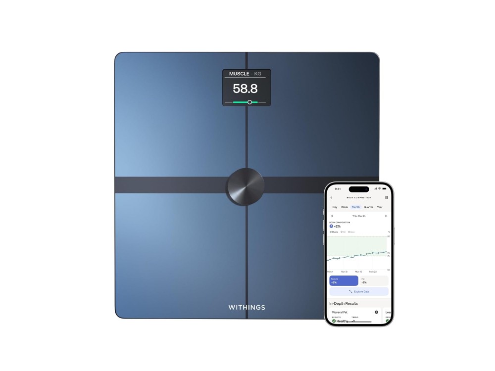 Withings Body Smart, Έξυπνη ζυγαριά, Λιπομετρητής, Δείκτης Μάζας Σώματος με Fitness APP μέσω Bluetooth & WiFi, Black