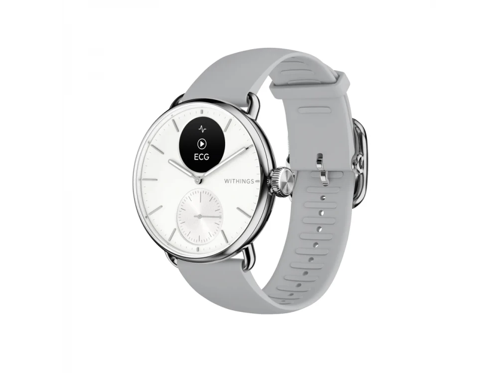 Withings ScanWatch 2 Hybrid 38mm, Activity Fitness Heart Rate Sleep Monitor, GPS, ECG, Αδιάβροχο, Λευκό - ΑΝΟΙΓΜΕΝΗ ΣΥΣΚΕΥΑΣΙΑ