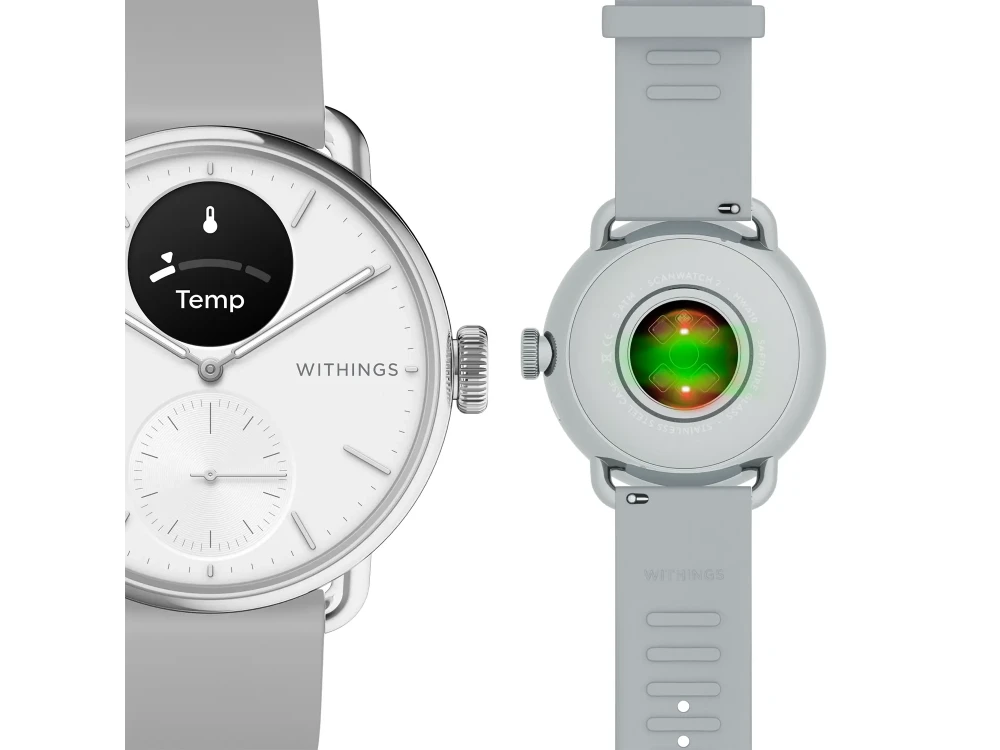Withings ScanWatch 2 Hybrid Smartwatch 38mm, Activity Fitness Heart Rate Sleep Monitor, GPS, ECG & Oximeter, Αδιάβροχο, Λευκό