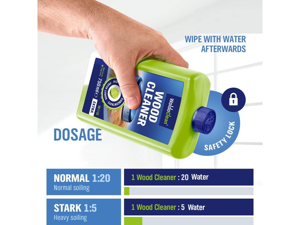 WoldoClean Wood Cleaner 750ml, Concentrated Floor Cleaner for Wooden Floors, for use with Robotic Vacuum Cleaners, Lemongrass