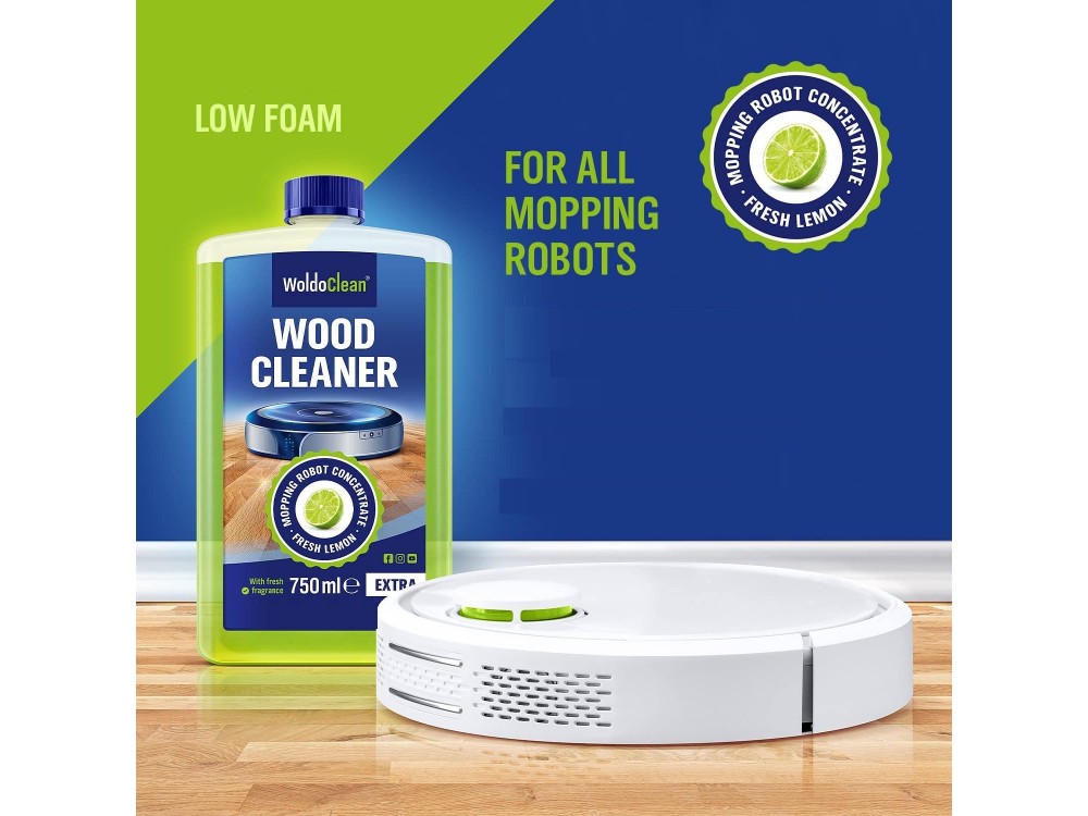 WoldoClean Wood Cleaner 750ml, Concentrated Floor Cleaner for Wooden Floors, for use with Robotic Vacuum Cleaners, Lemongrass