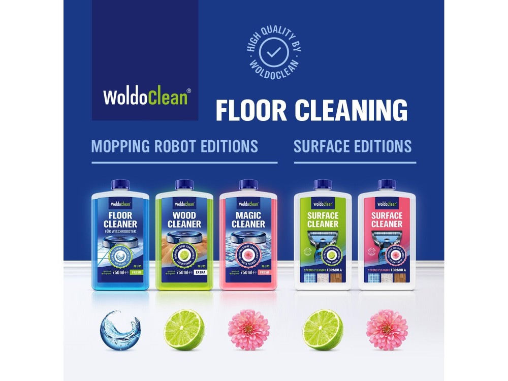 WoldoClean Wood Cleaner 750ml, Concentrated Floor Cleaner for Wooden Floors, for use with Robotic Vacuum Cleaners, Lemongrass