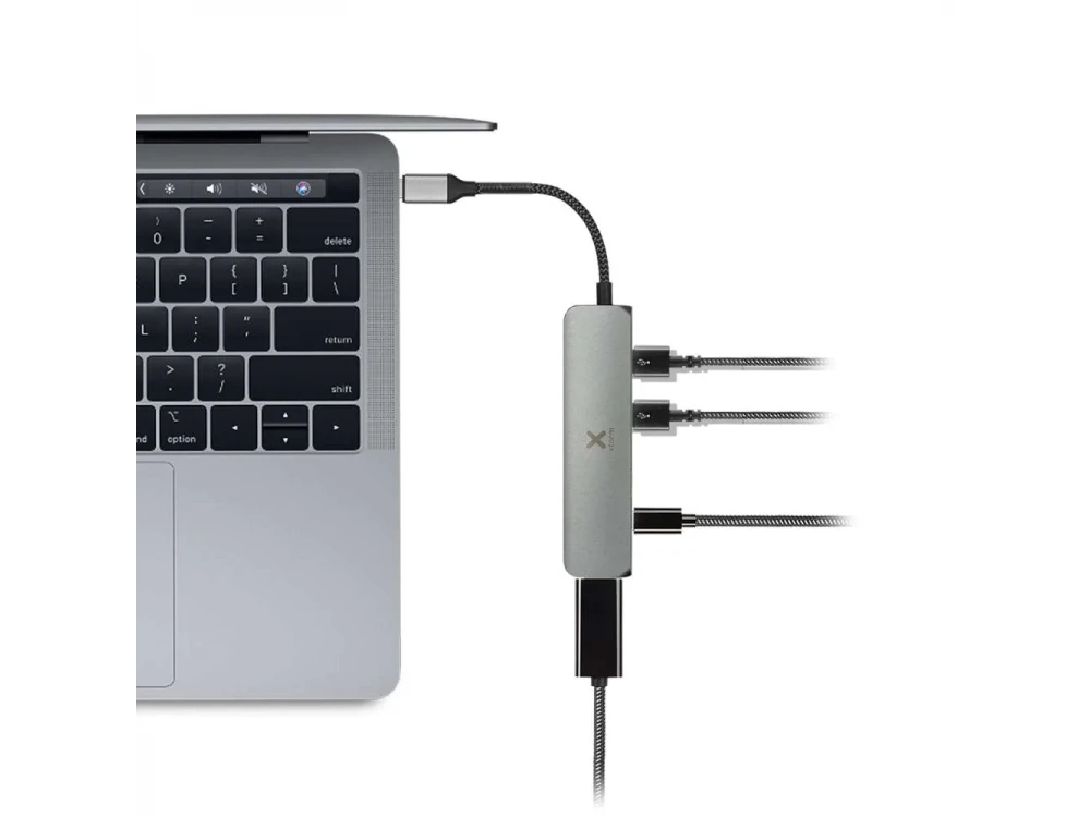 Xtorm Worx 4-in-1 USB-C data hub with 4K@60Hz HDMI + 2* USB3.0 ports + 60W PD charging, cable with nylon braid