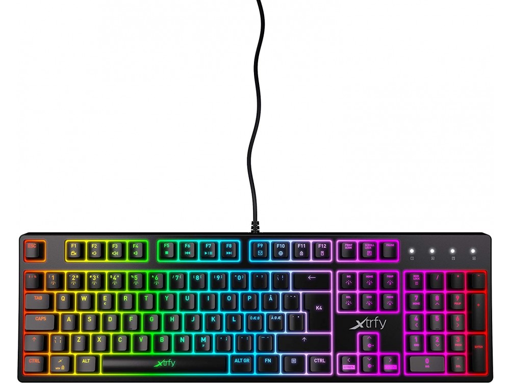 Xtrfy K4 RGB Gaming Mechanical Keyboard, Μηχανικό Πληκτρολόγιο με Kailh Red Switches, 1000Hz Polling Rate, Black