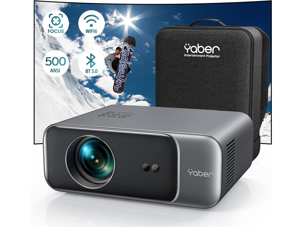 Yaber Pro V9 Projector Full HD 1080p Native resolution, 500 ANSI Lumens, Bluetooth 5.0 & WiFi, with Case