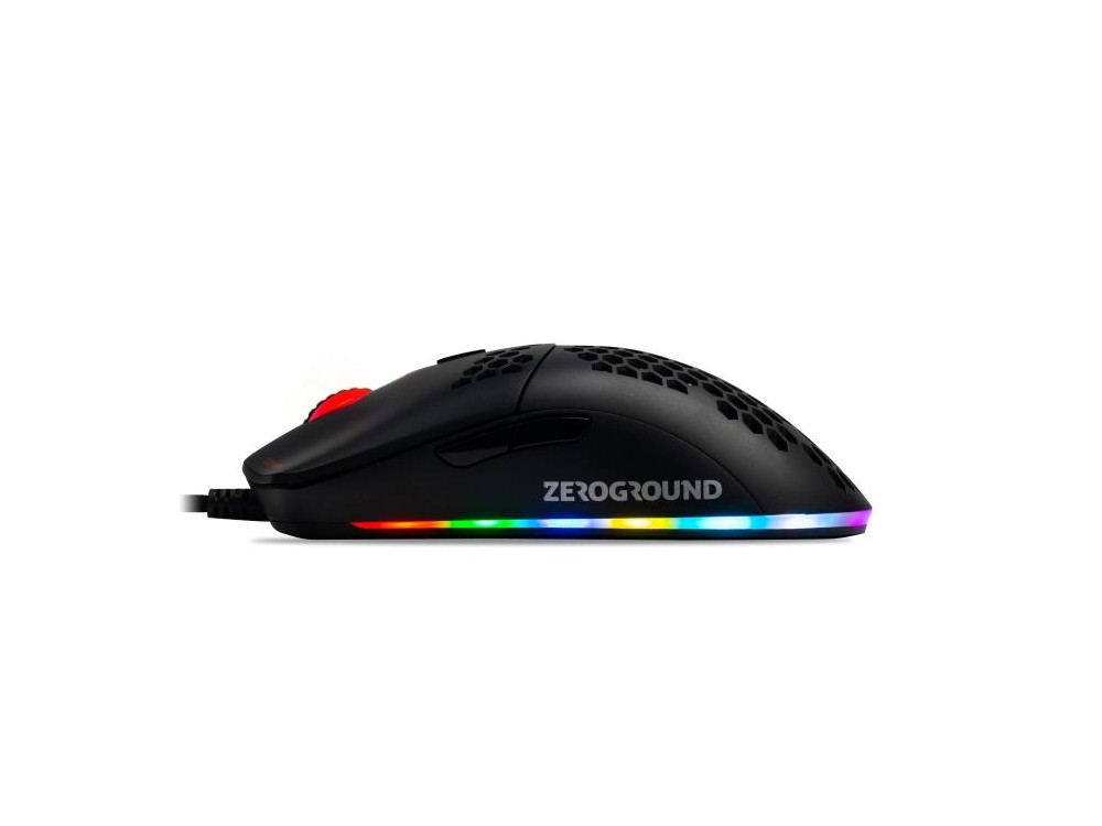Zeroground MS-3900G HARADO v2.0 RGB RGB Optical Programmable Gaming Mouse, Honeycomb Mouse, 7.200 DPI, 7 Buttons, Black