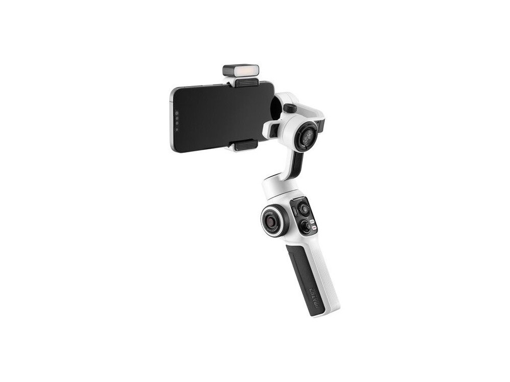 Zhiyun Smooth 5S Combo Gimbal Mobile with 3-Axis Stabilizer, with 650Lux Light & Battery Life up to 24 Hours, White