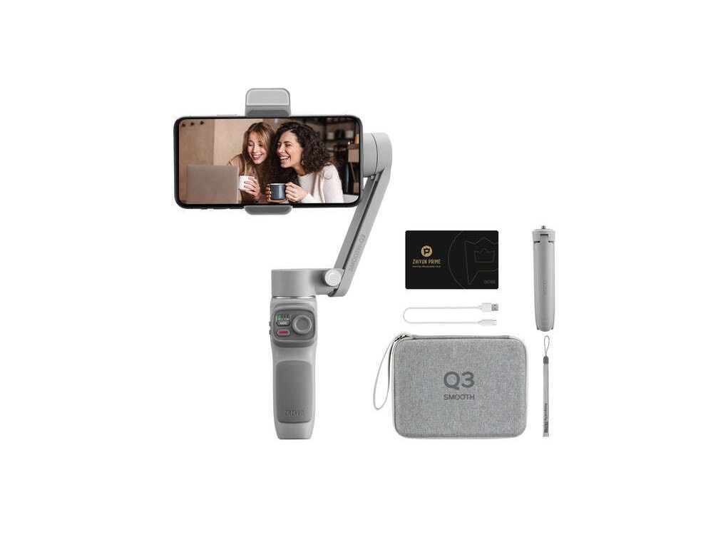 Zhiyun Smooth Q3 Gimbal for Smartphone with 3 Axis Stabilizer & 15 Hours of Function, Grey
