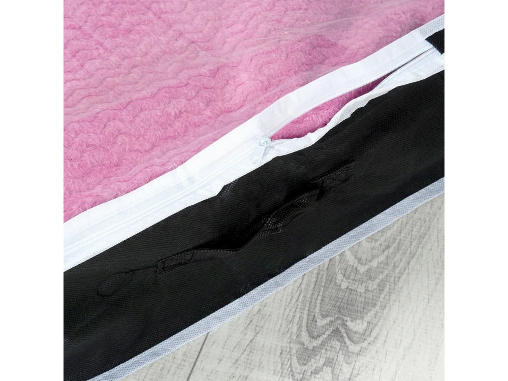 Vilde Fabric Clothes Storage Bag 67L 100x45x15cm with Window, Black