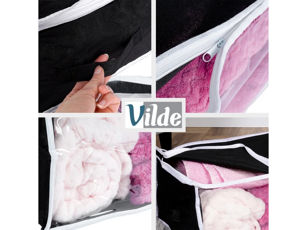 Vilde Fabric Clothes Storage Bag 27L 45x30x20cm with Window, Black