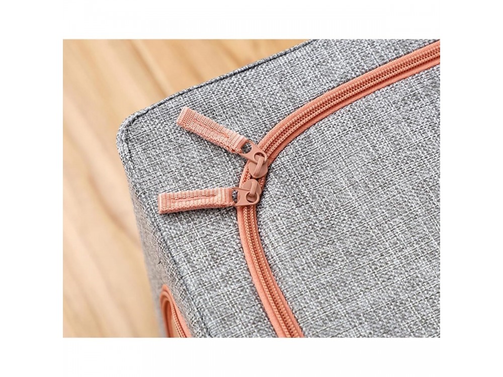 AJ Clothes Storage Organizer Bag 101L, Κουτί Αποθήκευσης Ρούχων με 2 Ανοίγματα/Παράθυρο, 62x43x38cm, Grey
