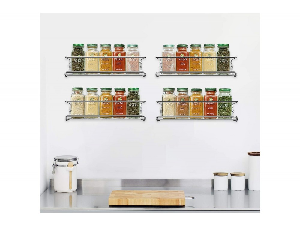 AJ 4-Tier Spice Rack, Ράφι Μπαχαρικών & Βοτάνων, Σετ των 4, Silver - ΑΝΟΙΓΜΕΝΗ ΣΥΣΚΕΥΑΣΙΑ
