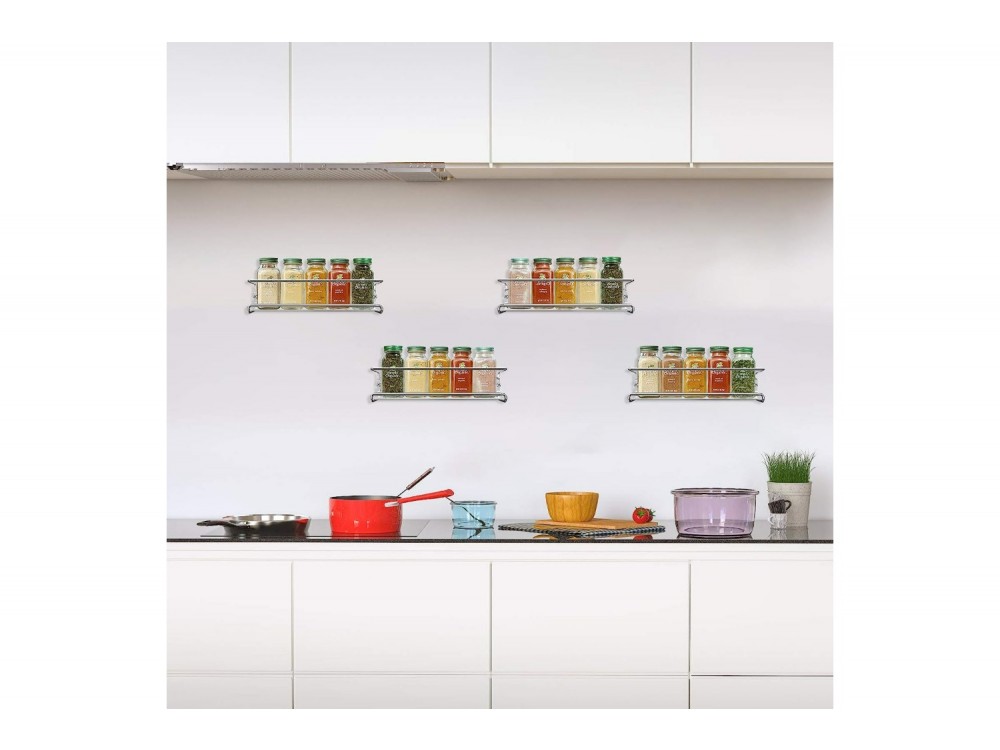 AJ 4-Tier Spice Rack, Ράφι Μπαχαρικών & Βοτάνων, Σετ των 4, Silver - ΑΝΟΙΓΜΕΝΗ ΣΥΣΚΕΥΑΣΙΑ