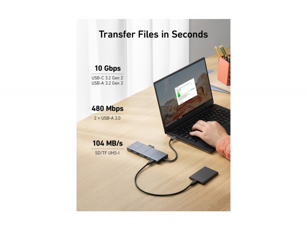 Anker 565 11-in-1 USB-C Data Hub Docking Station Διπλής Οθόνης HDMI + DisplayPort + 10Gbps USB-C & USB-A + 2*USB-A 2.0 + Etherne