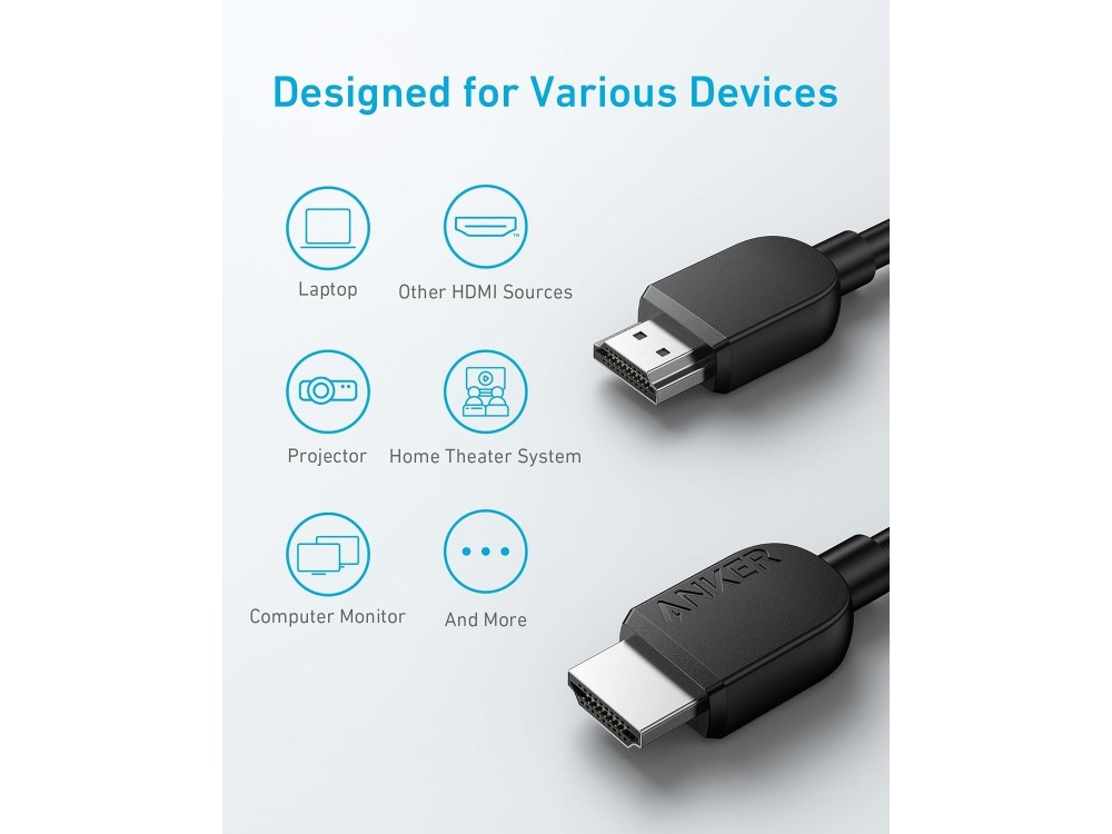 Anker Καλώδιο HDMI 2.1 Ultra High Speed 8K@60Hz / 4K@120Hz 48Gbps, 1.8m, Black