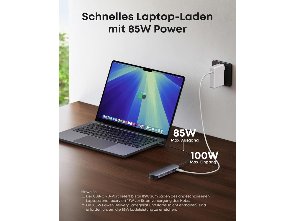 Anker Nano USB-C Hub 7-in-1 με HDMI 4K@60Hz, 2x USB-A, USB-C PD 85W & SD/microSD Card Reader