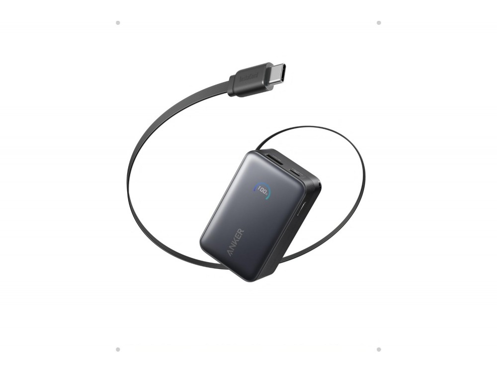 Anker Nano Power Bank 10.000mAh 45W με Ενσωματωμένο Επεκτεινόμενο Καλώδιο USB-C, White