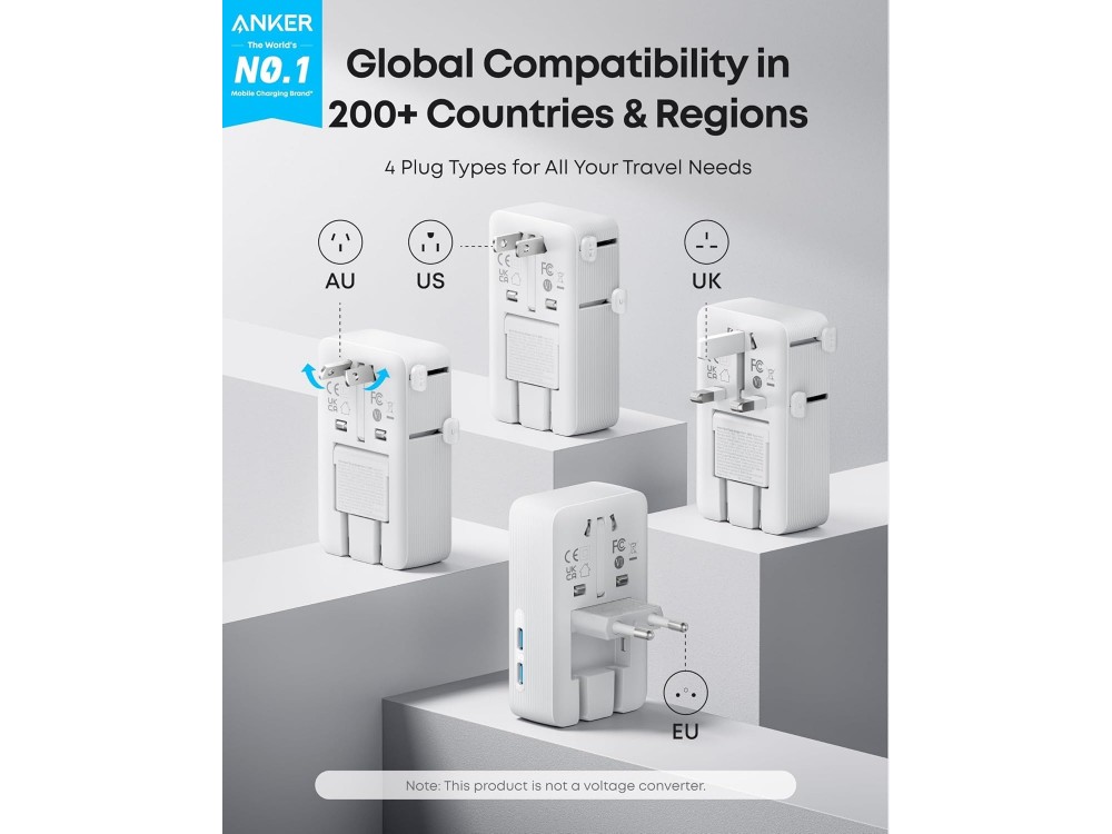 Anker Nano Travel Adapter 5-in-1 20W, White