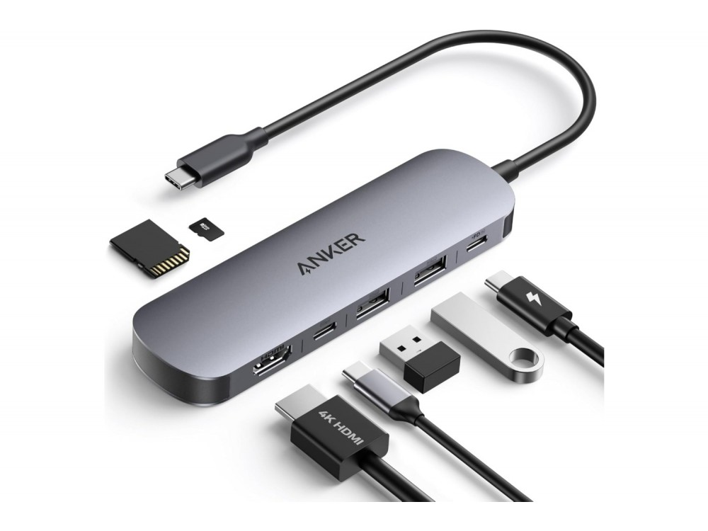 Anker Nano USB-C Hub 7-in-1 με HDMI 4K@60Hz, 2x USB-A, USB-C PD 85W & SD/microSD Card Reader