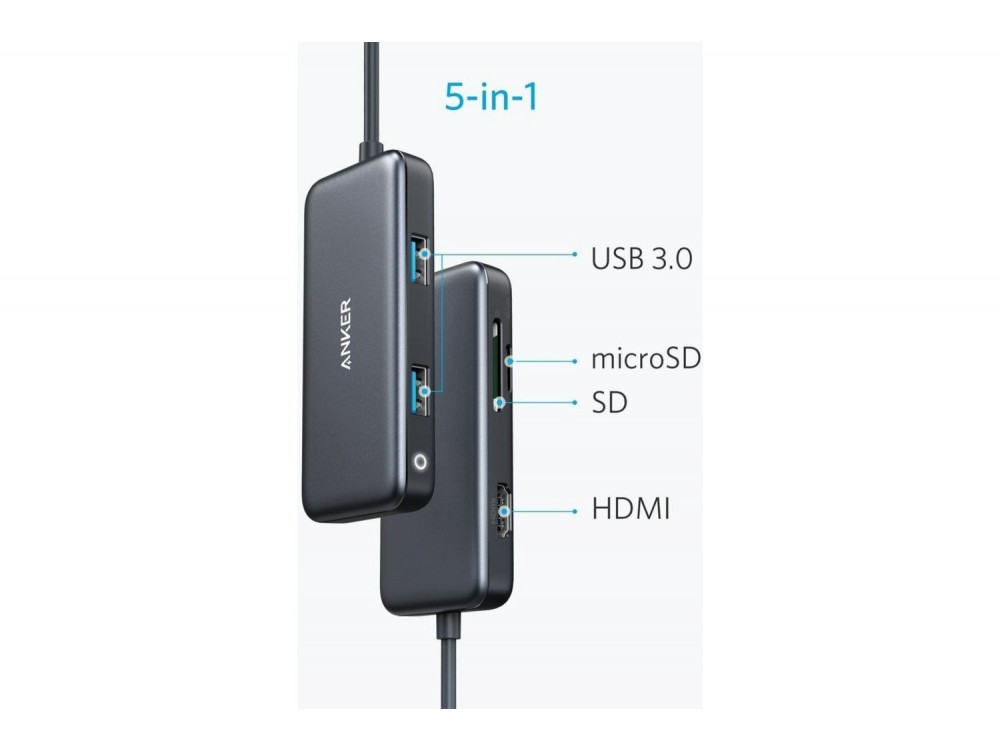 Anker PowerExpand 5-in-1 Premium USB C Data Hub - HDMI/4Κ + Card Reader + USB 3.0*2 Ports - A83340A1 - ΑΝΟΙΓΜΕΝΗ ΣΥΣΚΕΥΑΣΙΑ