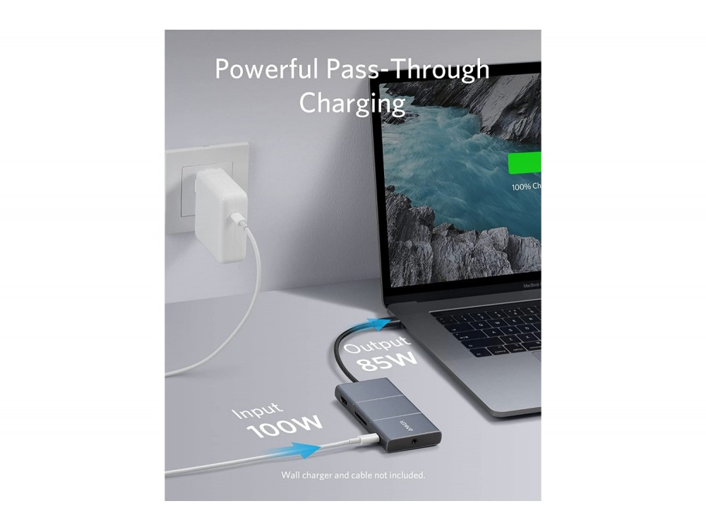 Anker PowerExpand 6-in-1 Type-C Hub 4K@60Hz HDMI + 2* 10Gbps USB-A 3.1 Gen2 + Micro SD/SD + Audio + 100W - ΑΝΟΙΓΜΕΝΗ ΣΥΣΚΕΥΑΣΙΑ