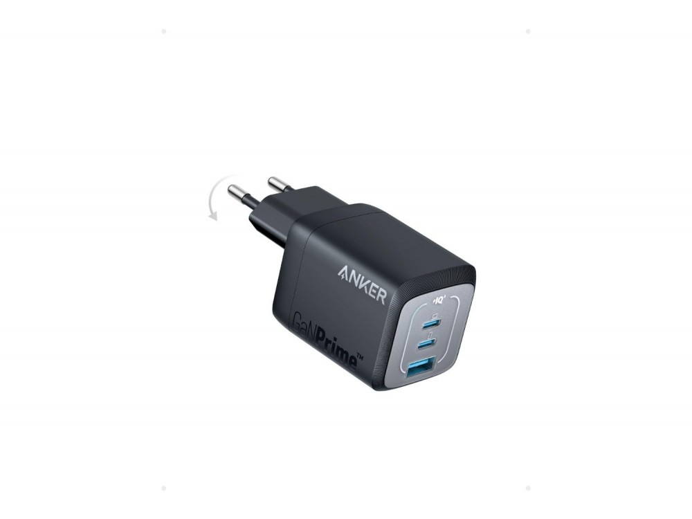 Anker Prime 67W GaN Φορτιστής Πρίζας 3 Θυρών (2x USB-C & USB-A) Power Delivery / PPS, Black