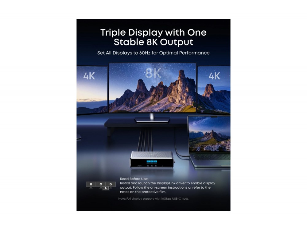 Anker Prime Docking Station 14-in-1, Triple Display DisplayLink, 140W Max, 8K Ανάλυση