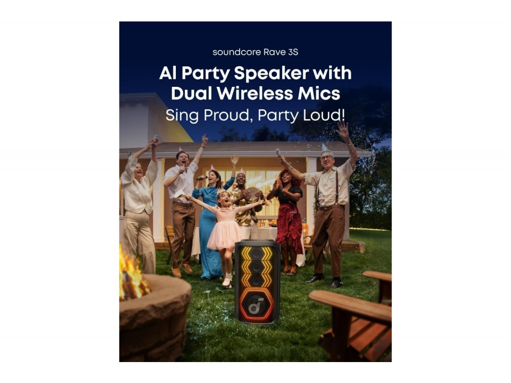 Anker Soundcore Rave 3s AI Party Speaker Ηχείο Bluetooth 200W με 2 Ασύρματα Μικρόφωνα & Μπαταρία έως 12H - ΑΝΟΙΓΜΕΝΗ ΣΥΣΚΕΥΑΣΙΑ