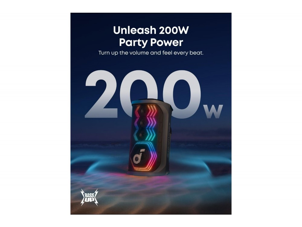 Anker Soundcore Rave 3s AI Party Speaker Ηχείο Bluetooth 200W με 2 Ασύρματα Μικρόφωνα & Μπαταρία έως 12H - ΑΝΟΙΓΜΕΝΗ ΣΥΣΚΕΥΑΣΙΑ