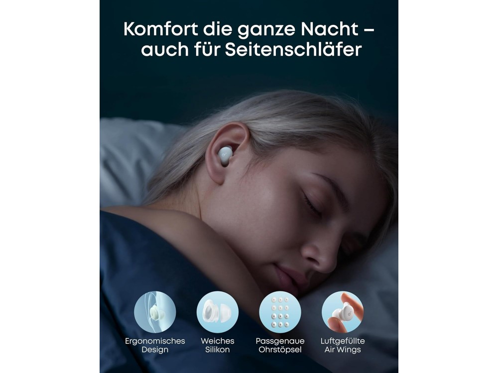 Anker Soundcore Sleep A30 ANC In-Ear Bluetooth Ακουστικά Ύπνου με Θήκη Φόρτισης, White