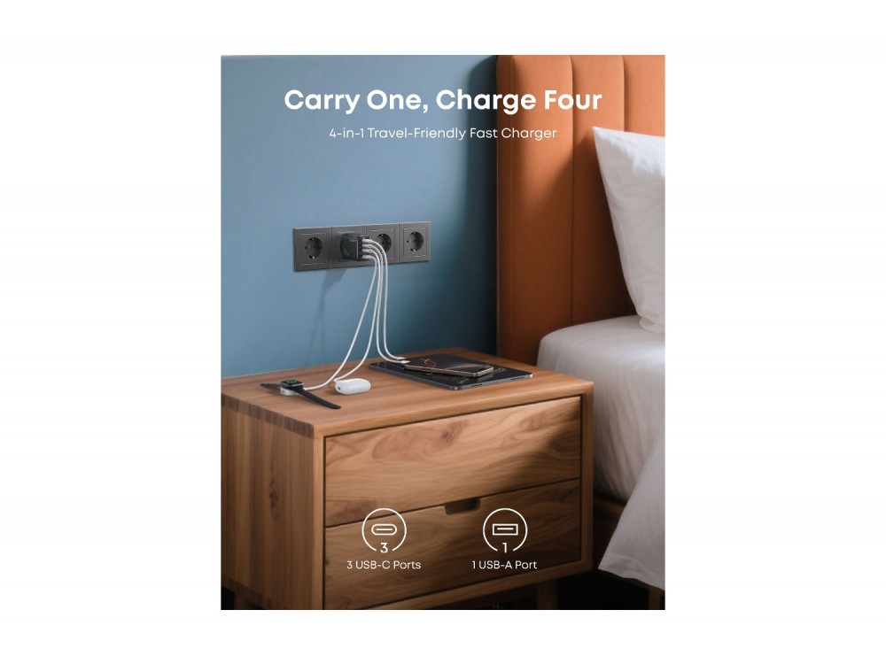 Anker Zolo Φορτιστής 70W Max 4 Θυρών (3x USB-C + USB-A) Power Delivery, Black