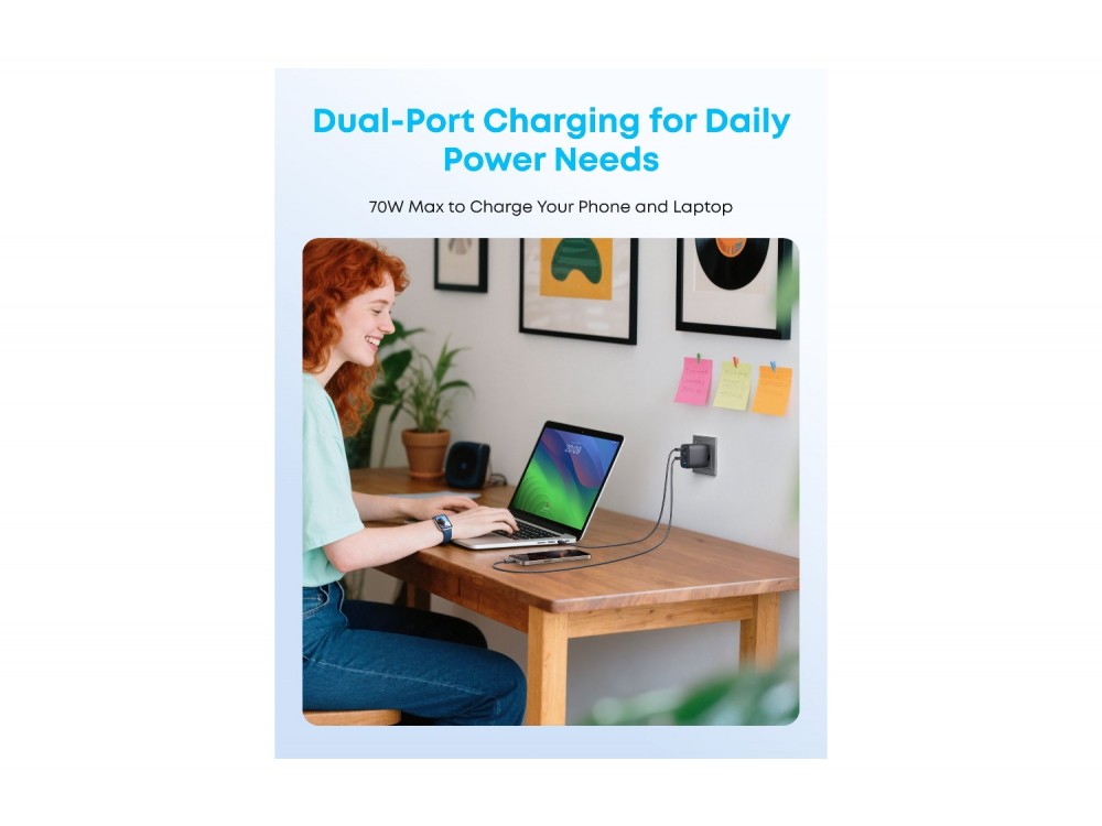 Anker Zolo Φορτιστής 70W Max 4 Θυρών (3x USB-C + USB-A) Power Delivery, Black