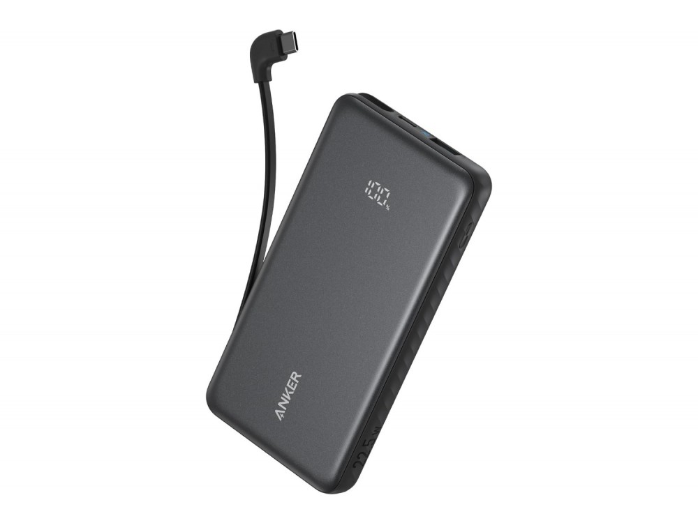 Anker Zolo Power Bank 10.000mAh 22.5W με Ενσωματωμένο Καλώδιο USB-C, Black