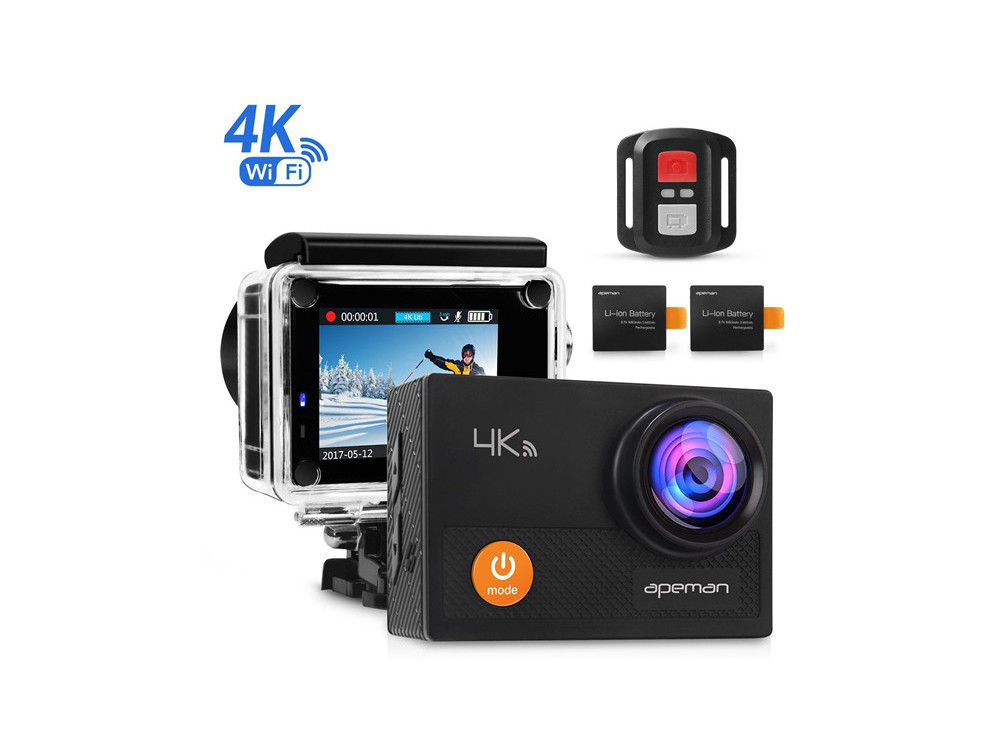 Apeman A77 4K Action Camera 16MP WiFi Αδιάβροχη 30Μ 2" Οθόνη, 170° Οπτικό Πεδίο