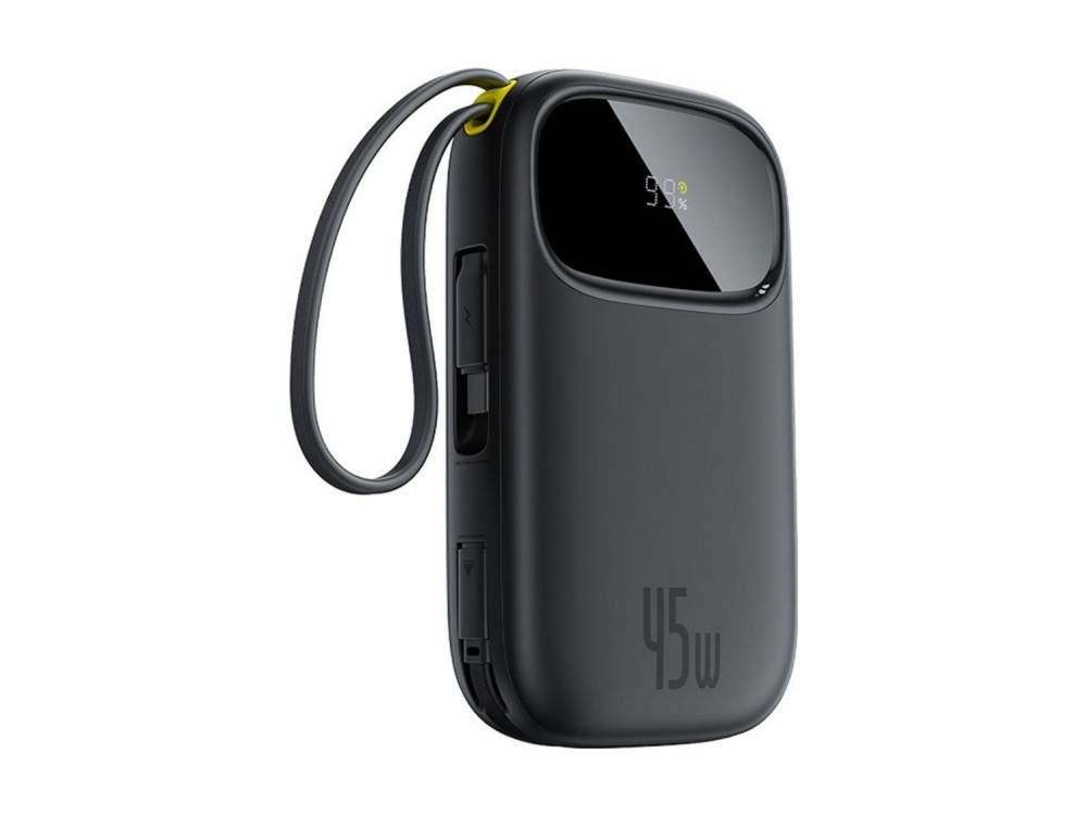 Baseus EnerFill FC31 Qpow 3 Power Bank 20.000mAh 45W με Ενσωματωμένα Καλώδια USB-C & Lightning και Οθόνη, Black