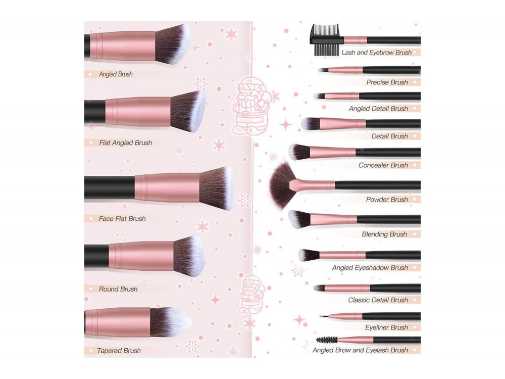 BESTOPE Makeup Brushes, Σετ 16 πινέλων μακιγιάζ, Cruelty-free, Vegan + 4 Beauty Sponges + 1 Silicone - ΑΝΟΙΓΜΕΝΗ ΣΥΣΚΕΥΑΣΙΑ